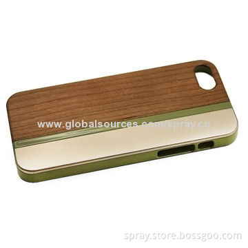 PC with Aluminum Inlay Hand Made Wooden Case for iPhone 5/5S
